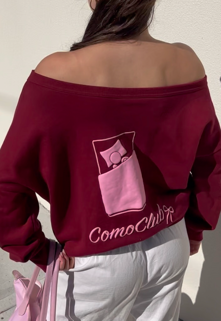 BURGUNDY BOW OFF THE SHOULDER JUMPER